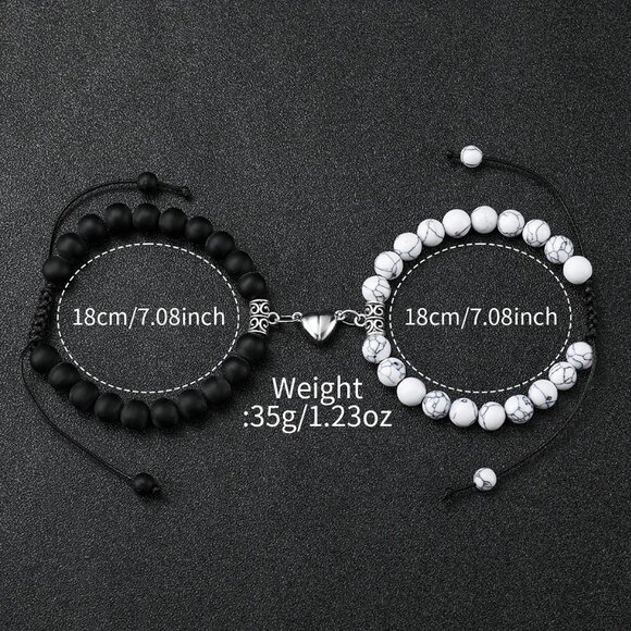 Geneva Couple Watches Silicone Band Quartz Magnetic Heart Beads Bracelets Set main image 5